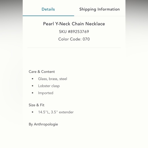 Anthropologie pearl Y-Neck Chain Necklace NWT - Picture 5 of 7